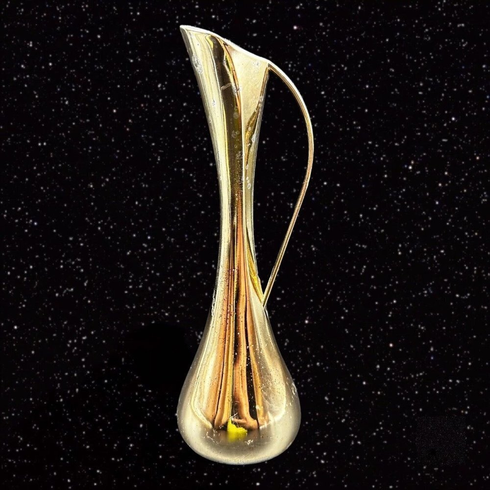 Leonard Gold Handled Bud Vase Metal Vintage Japan Mid Century Japanese 7”T 1.5”W